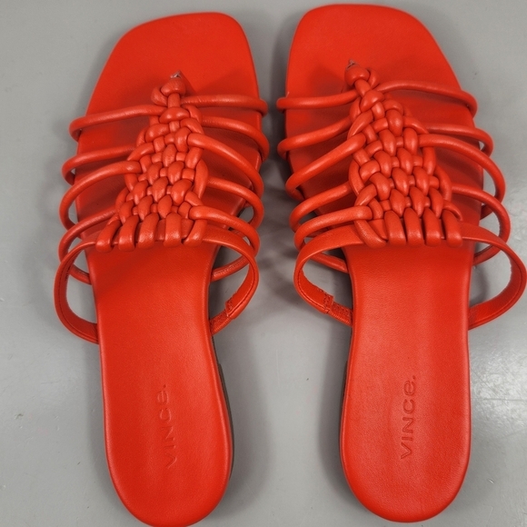 Vince Dae Casual Woven Braided Slip On Thong Sandals Burnt Orchid Orange 7.5M - Picture 3 of 14
